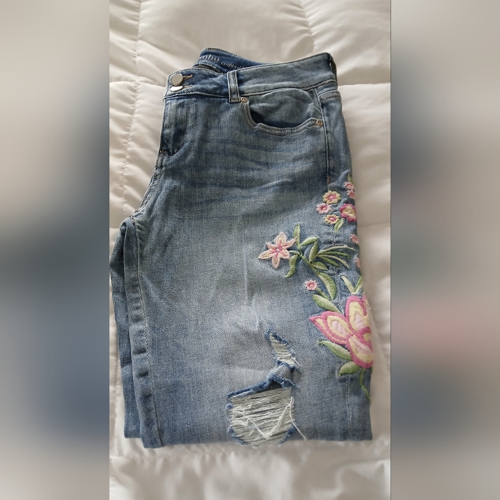 Soho Blue Embroidered Straight Leg Jeans